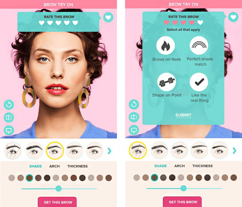 Benefit Cosmetics virutal brow try on
